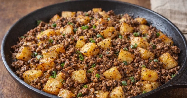 ground beef and potato recipe with savory beef and tender potatoes