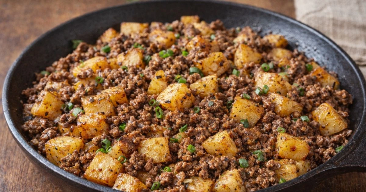 ground beef and potato recipe with savory beef and tender potatoes