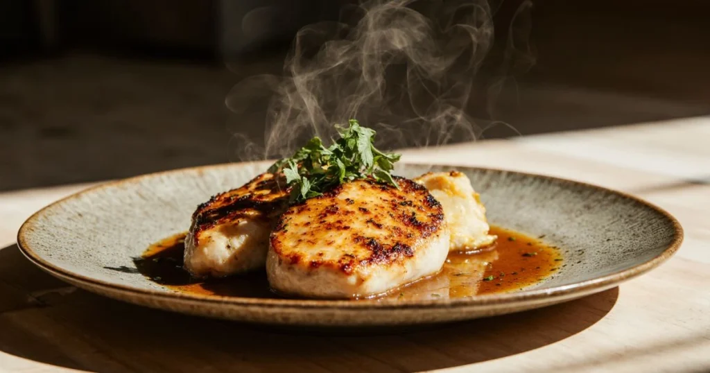 Juicy slow cooker and chicken breast dish served tender and flavorful with herbs in a warm dinner setting